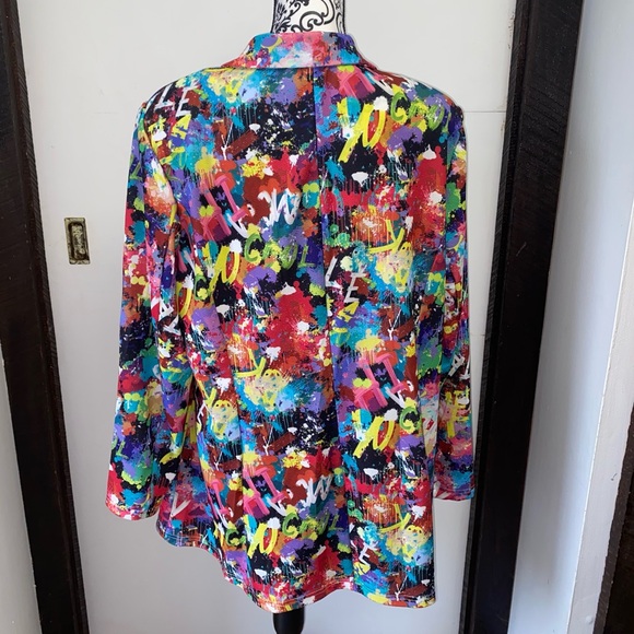 SHEIN Curve Size 3XL Clasi Graffiti Print Single Button Blazer Without Belt - Picture 4 of 11
